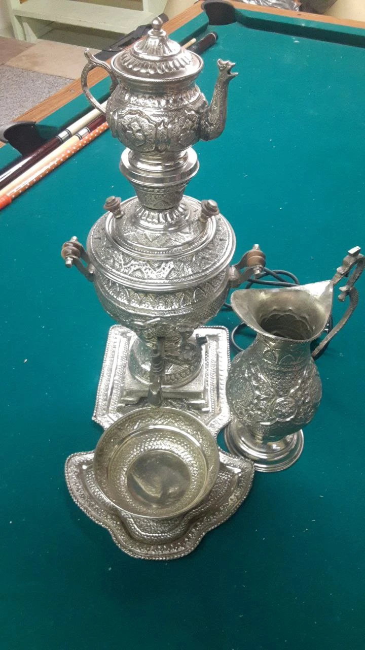 Vintage Ornate Stainless steel Samovar Set - photo 4