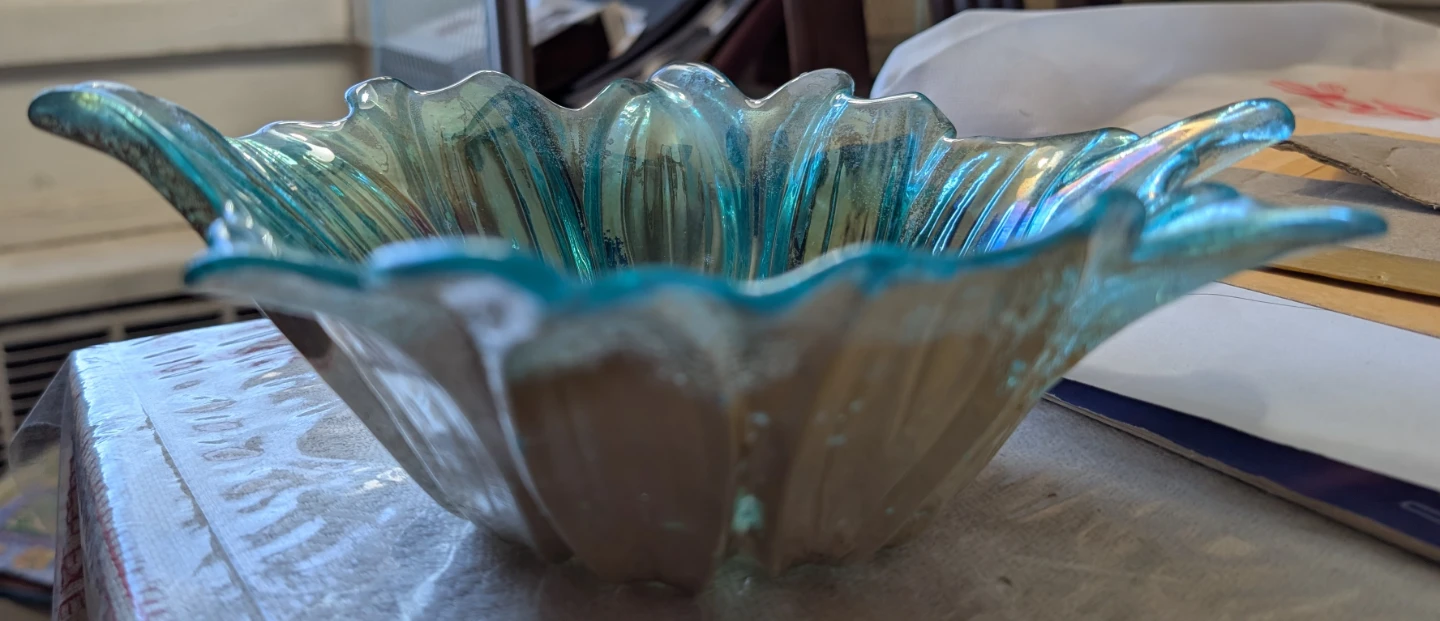 Iridescent Glass Flower Bowl