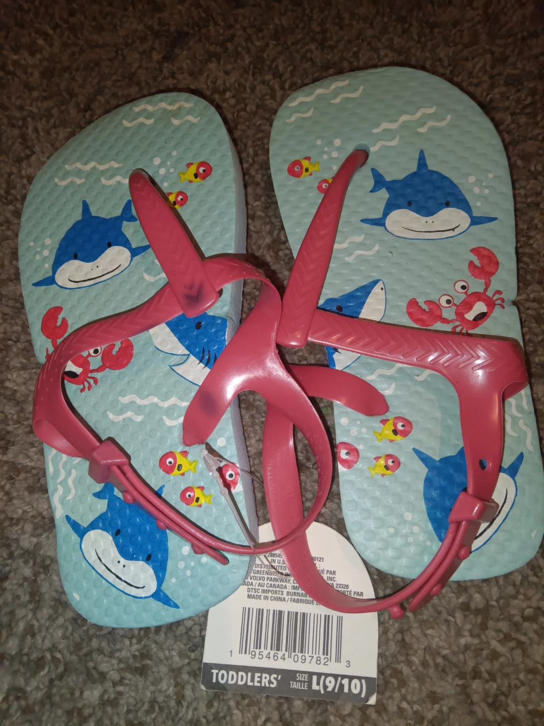 Toddler Girls Shark Flip Flops Size L (9/10) - photo 2