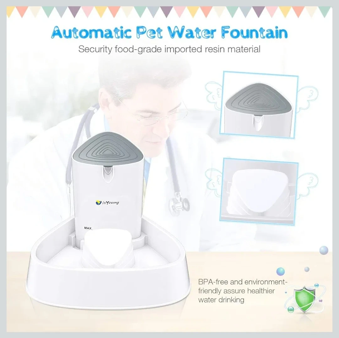 isYoung Cat Fountain LED Pet Water Fountain Ultra Quiet Auto... - photo 4