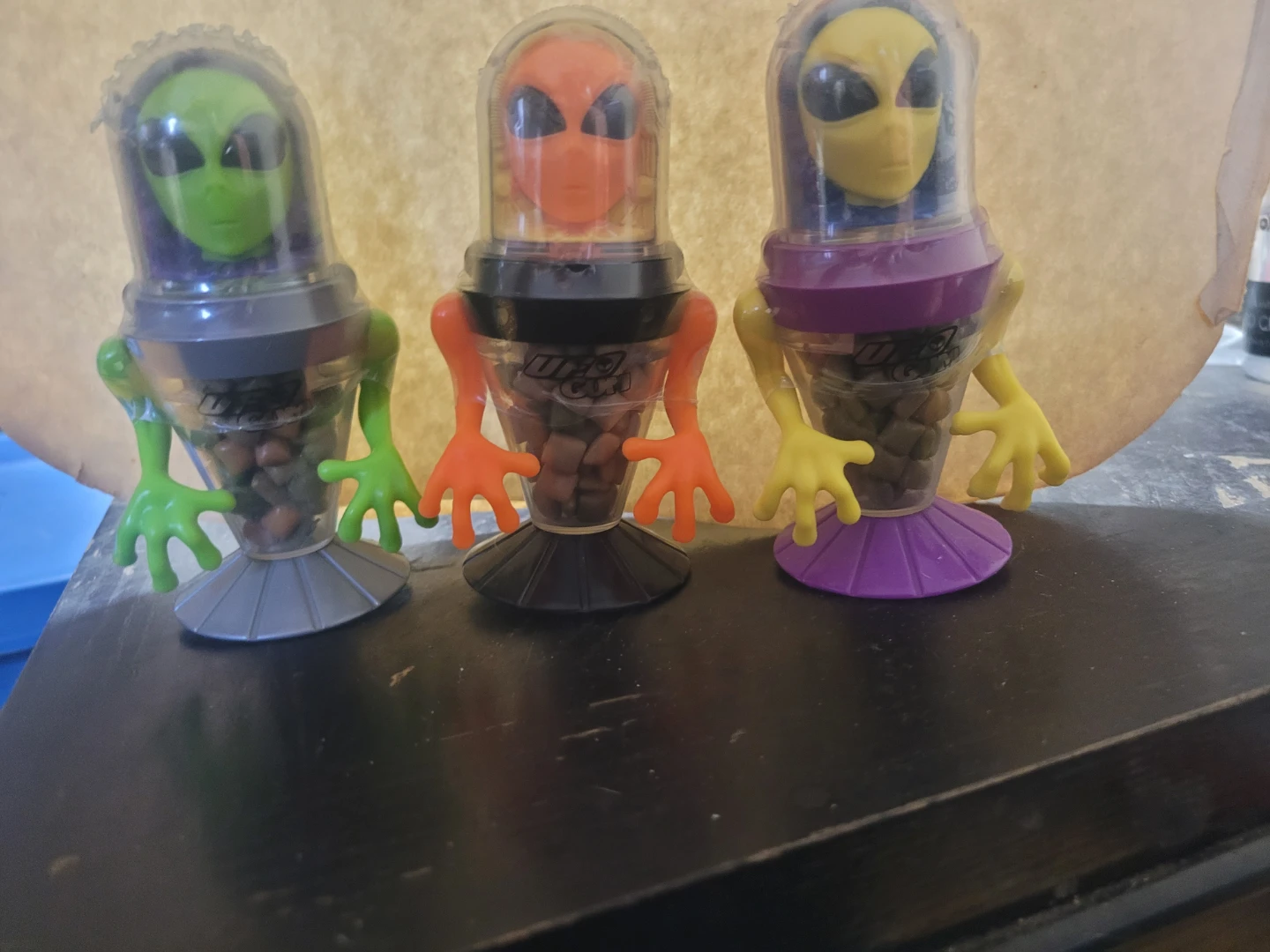 3 new vintage Alien Gum Dispenser & Pencil Sharpener