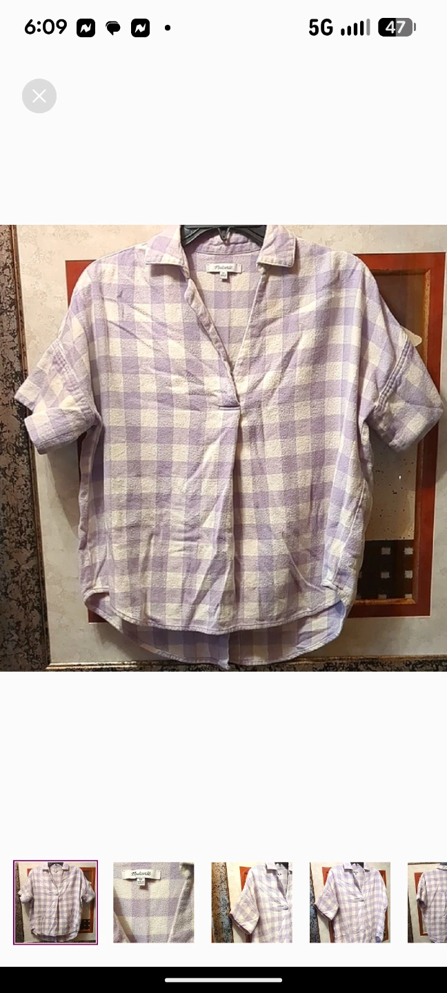 Madewell Purple and White Button Down Blouse