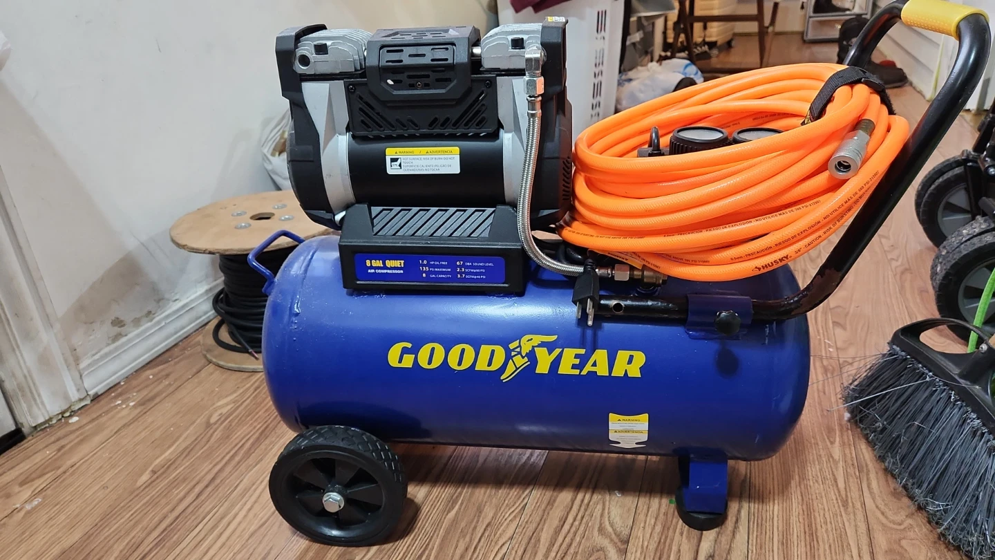 Goodyear 8 Gallon Quiet Air Compressor with Hose