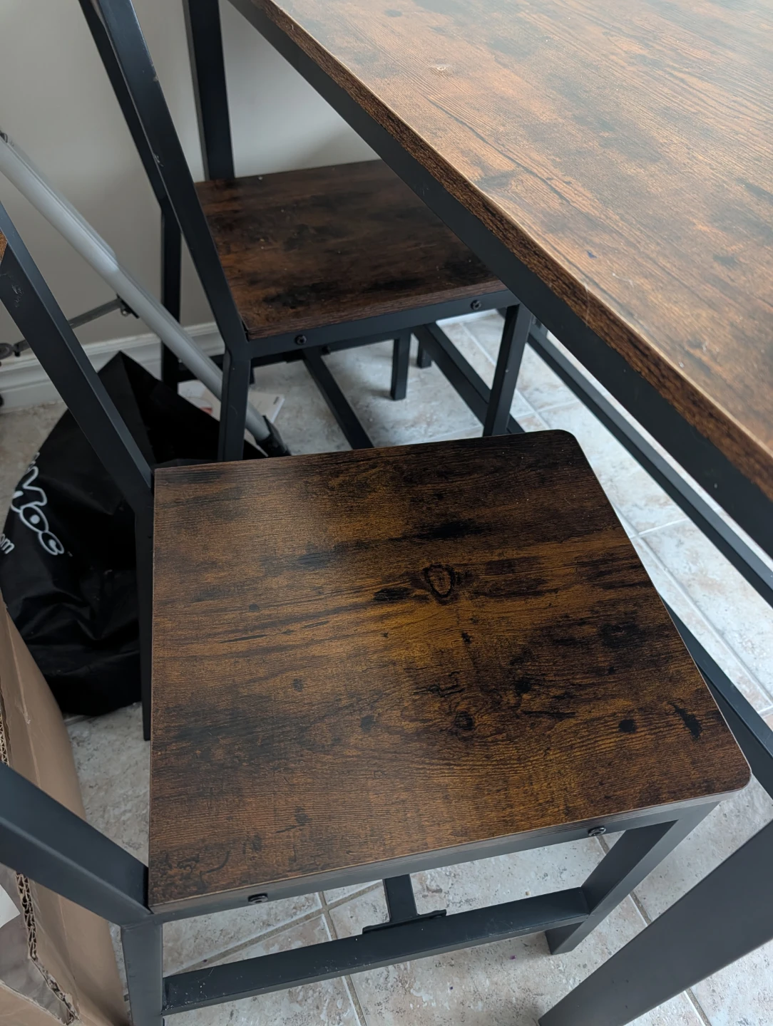 Wood Top Dining Set with Stool and Chairs - photo 3