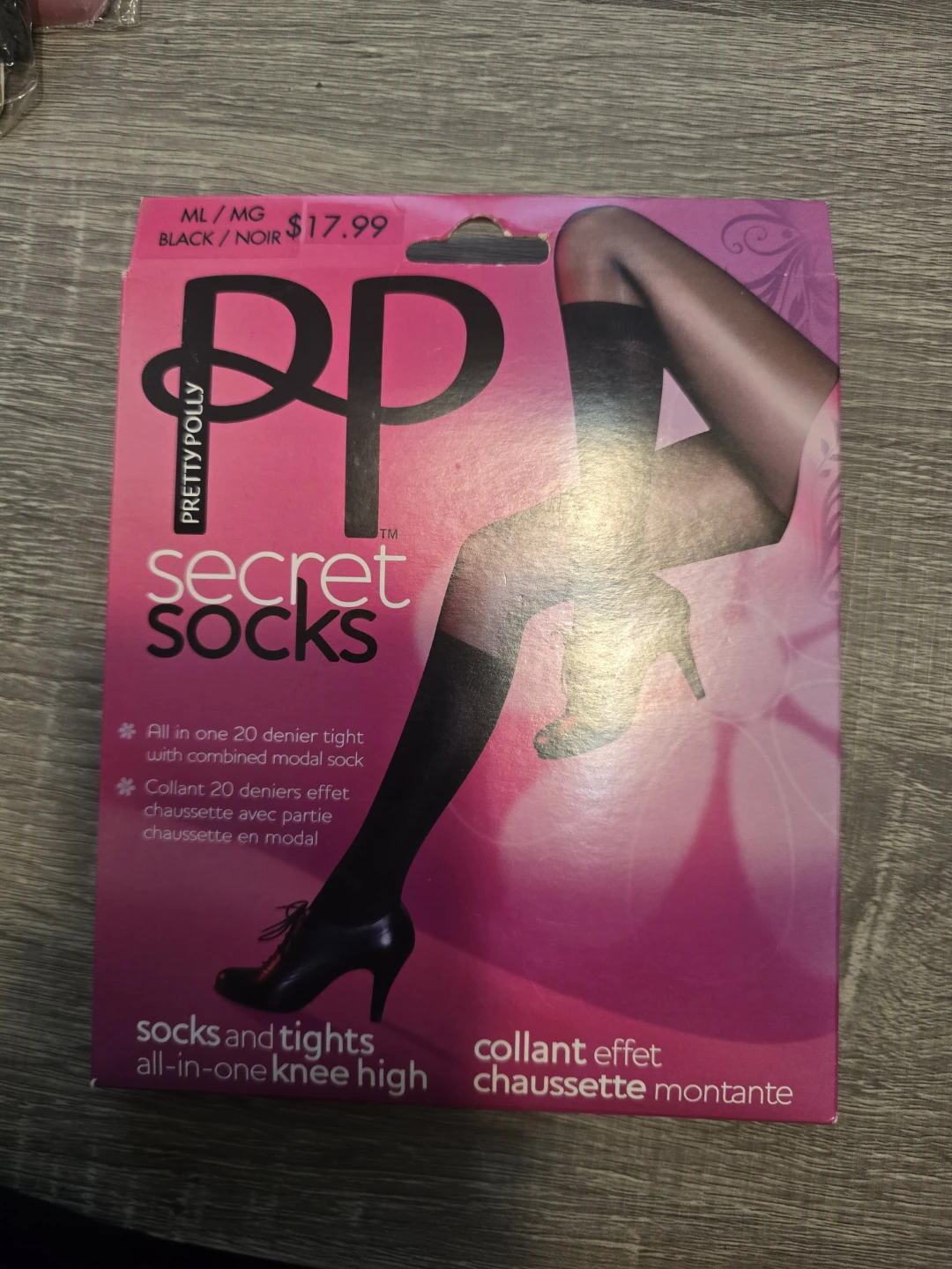 Pretty Polly Secret  - All-in-One Knee High Tights (ML, Black)