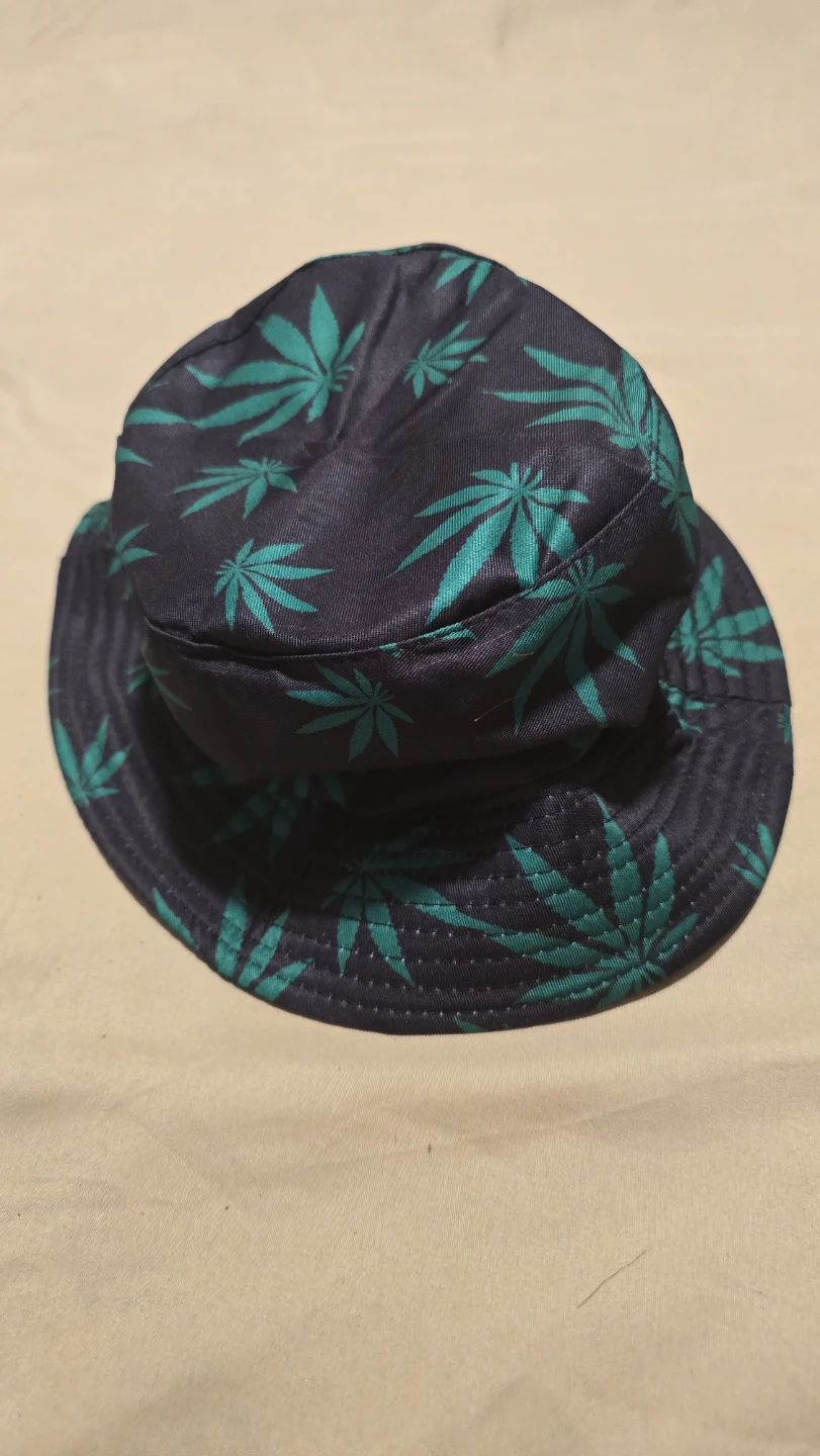 Bucket Hat with Marijuana Leaf Pattern