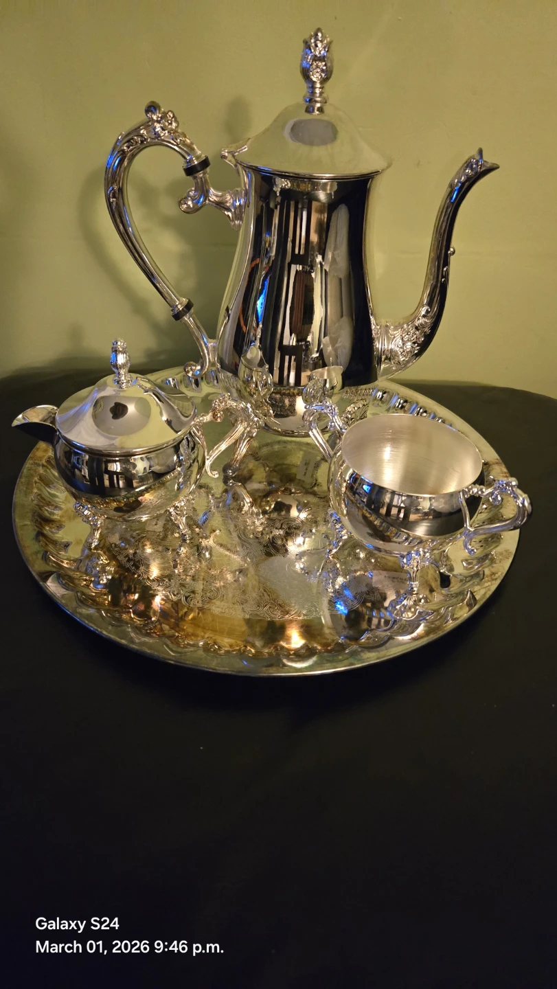 EP Brass Tea Set with Tray - photo 2