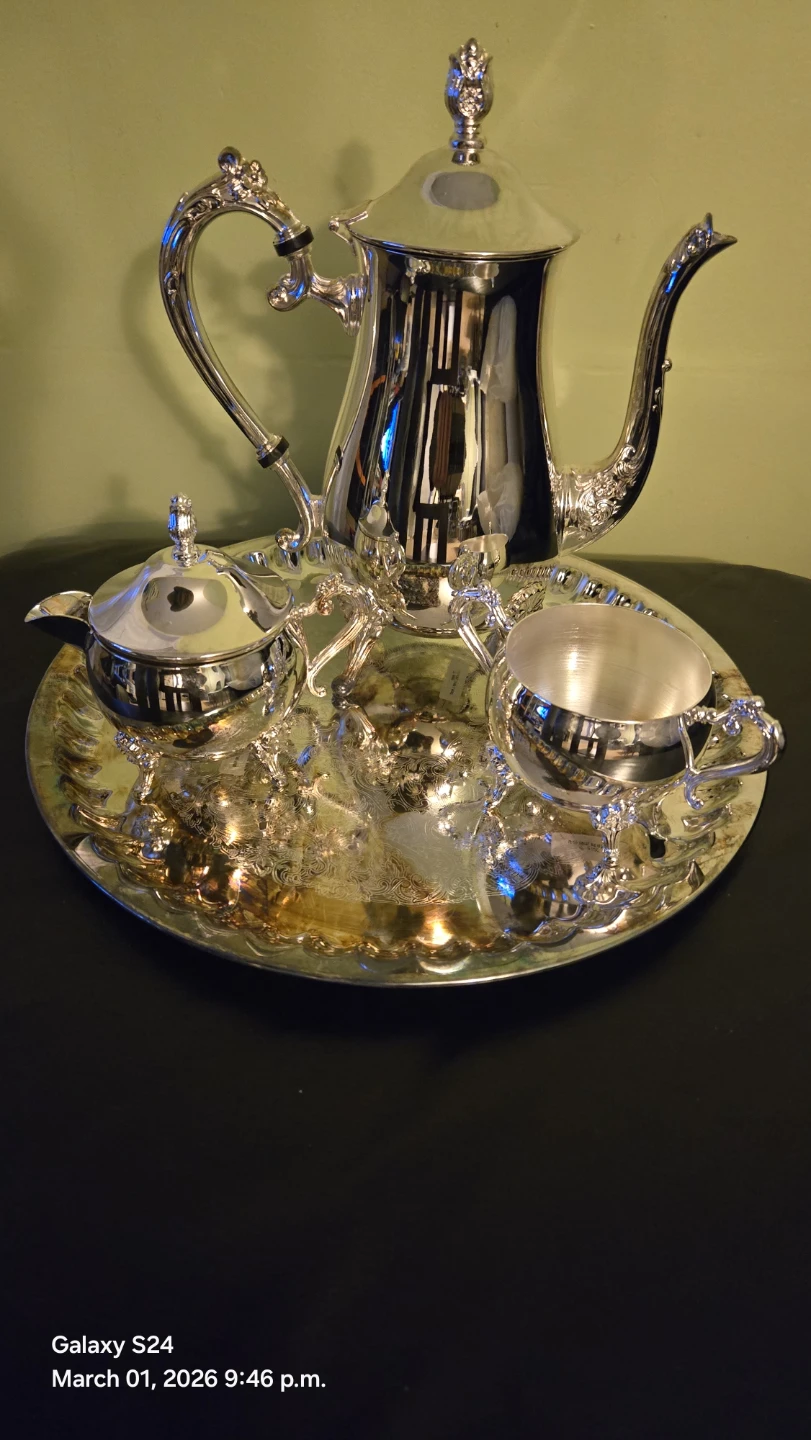 EP Brass Tea Set with Tray - photo 3