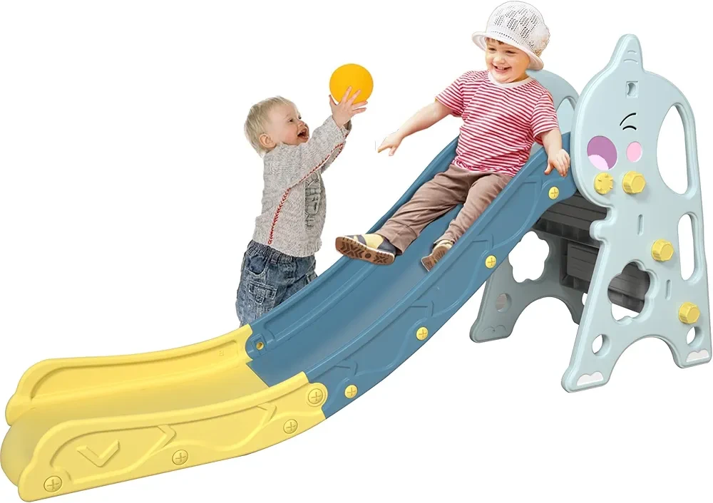 Foldable Indoor/Outdoor Slide with Ball Basket