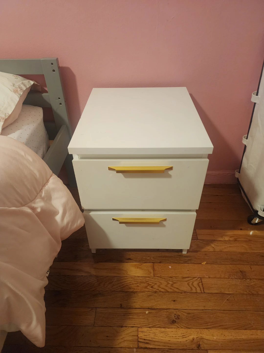 White 4-Drawer Dresser with Gold Handles