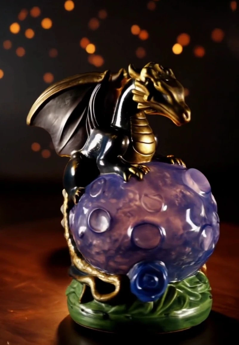 Figurine de dragon sur lune décorative - photo 2