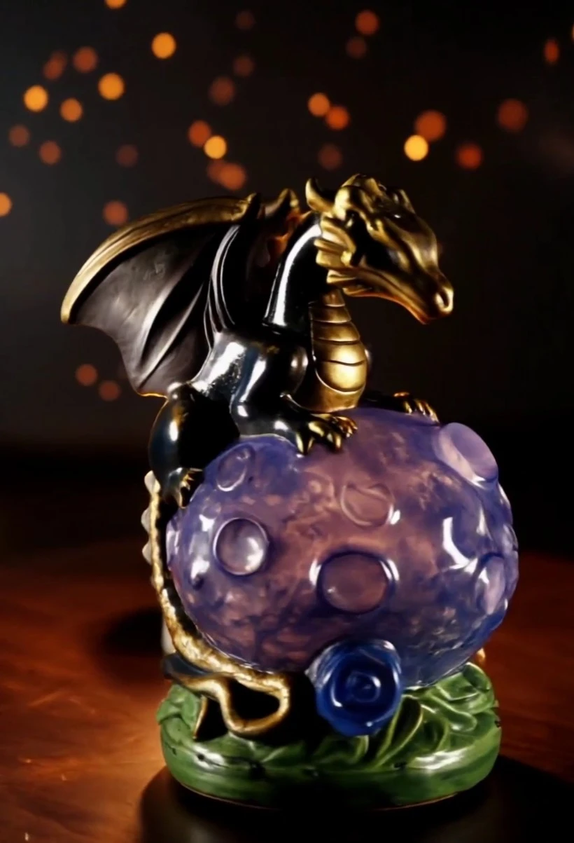 Figurine de dragon sur lune décorative - photo 5