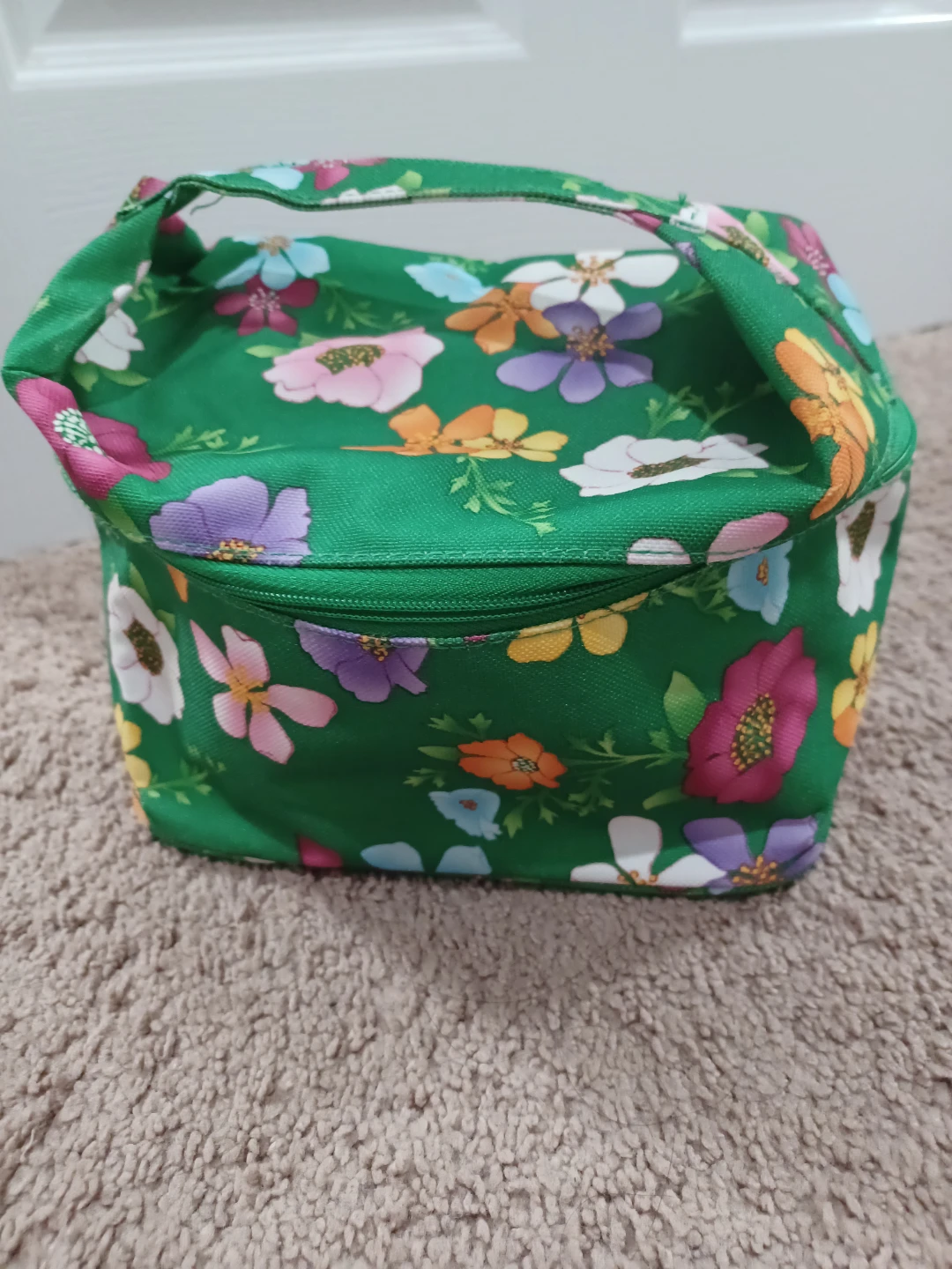 Green Floral Cosmetic Bag