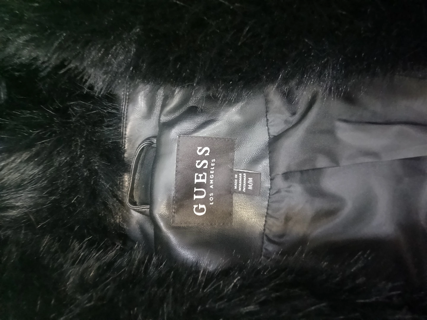 GUESS Black Faux Leather & Fur Collar Coat M/M - photo 2
