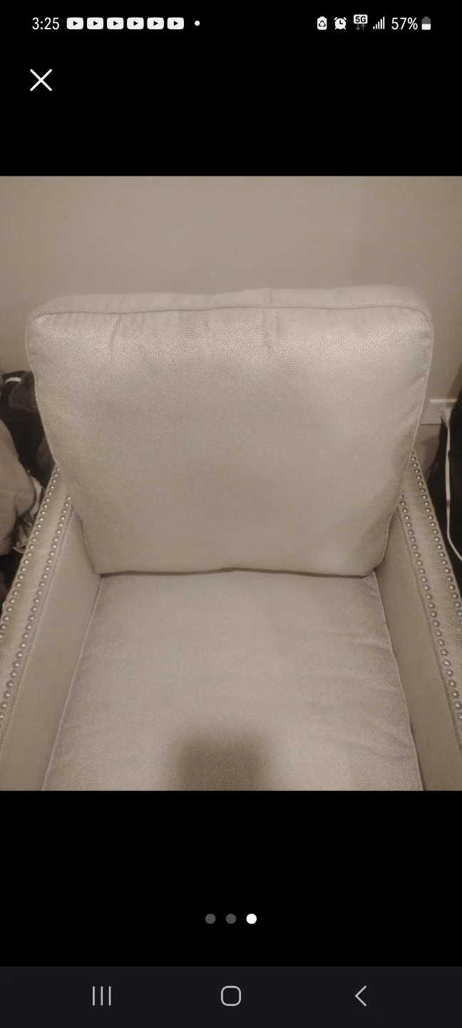 White Accent Chair with Studded Arms white/biege with sliver - photo 3