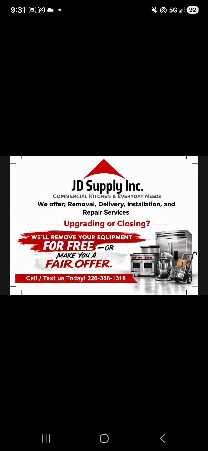 JD Supply Inc. Commercial Kitchen Equipment Services