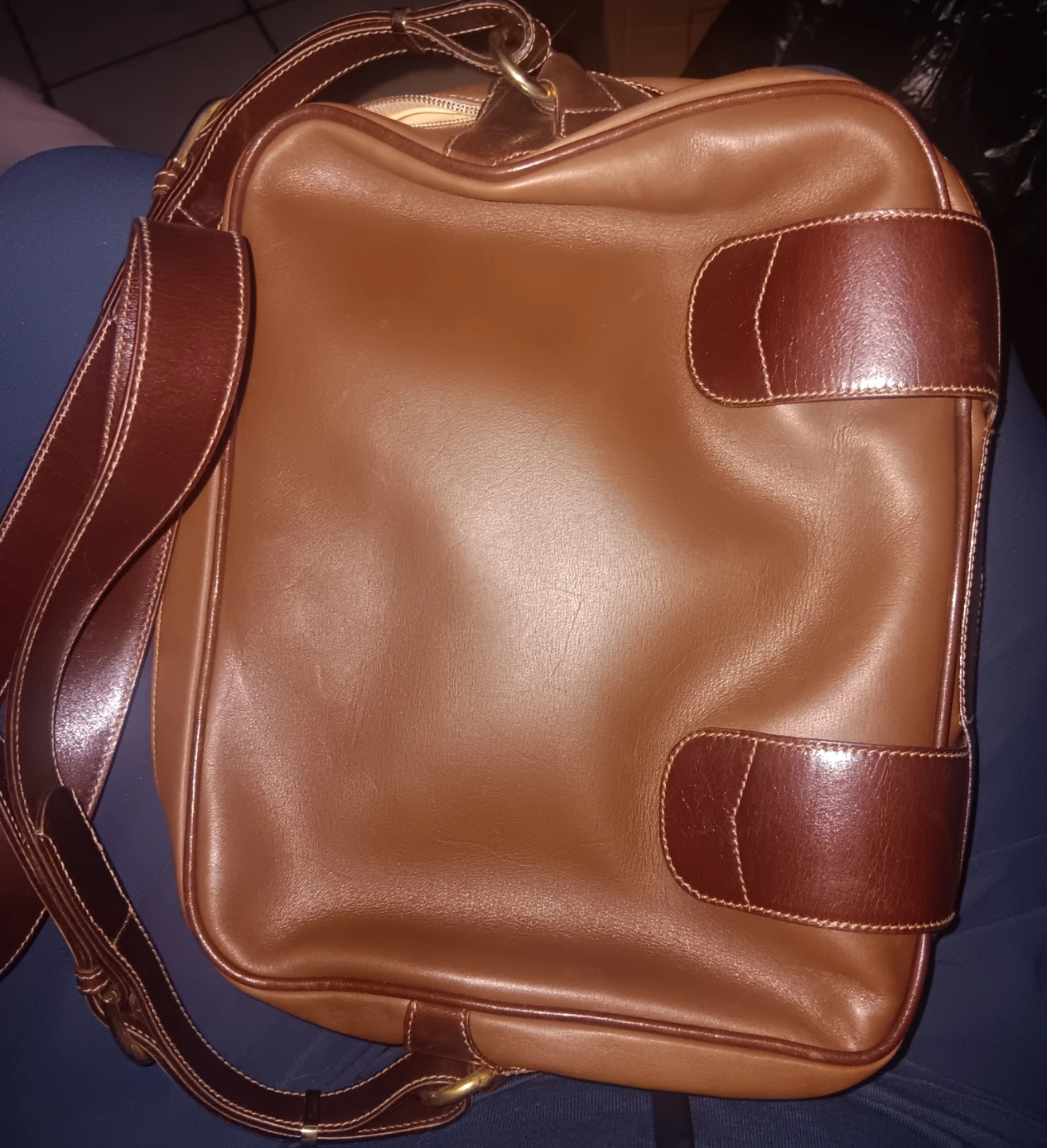 Vintage Brown Leather Shoulder Bag - photo 3