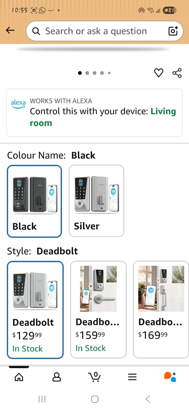 Smart Lock D110 Plus, WiFi Fingerprint Deadbolt - Black - photo 2