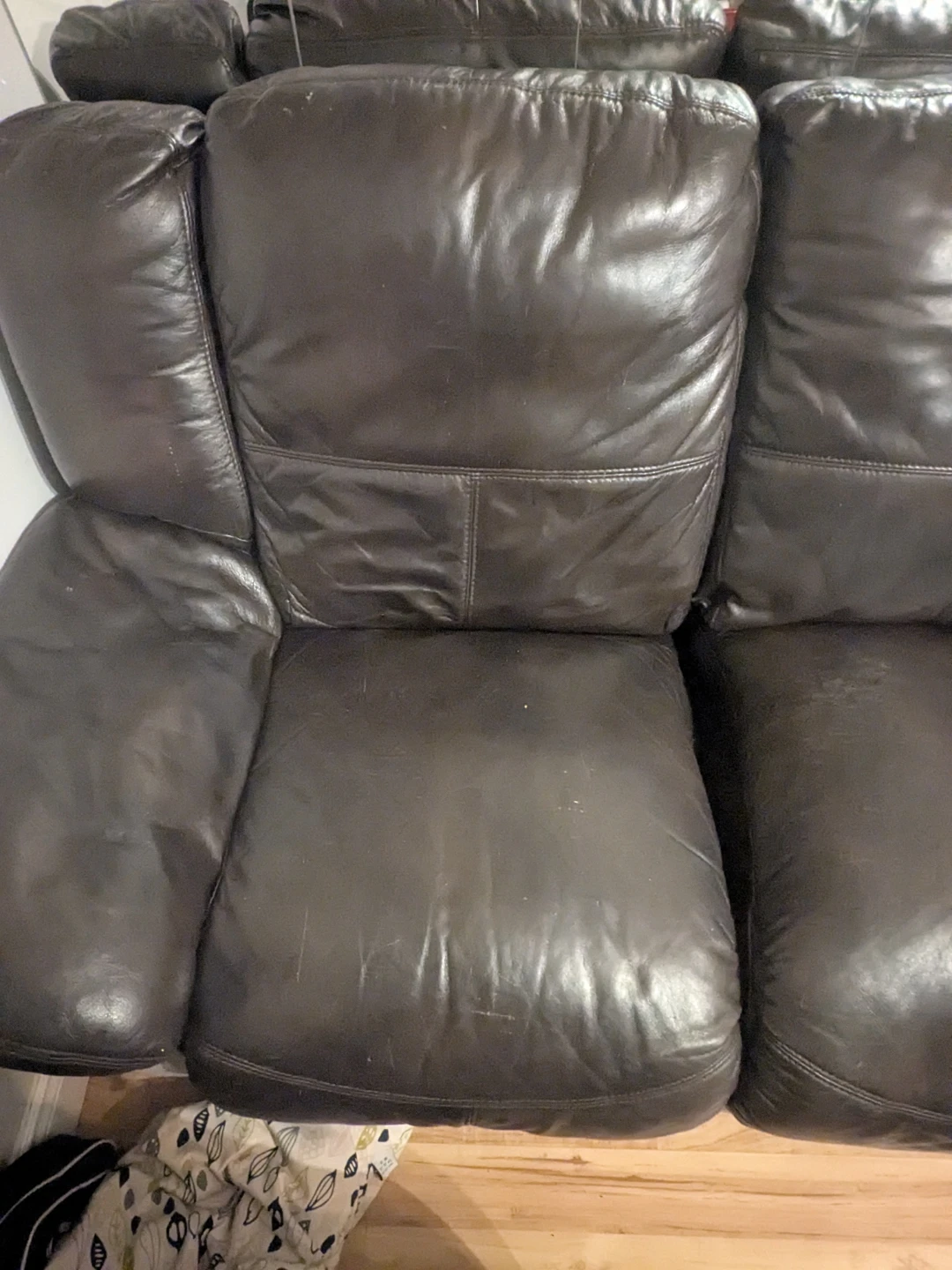 Brown Leather Couch Sofa - photo 2