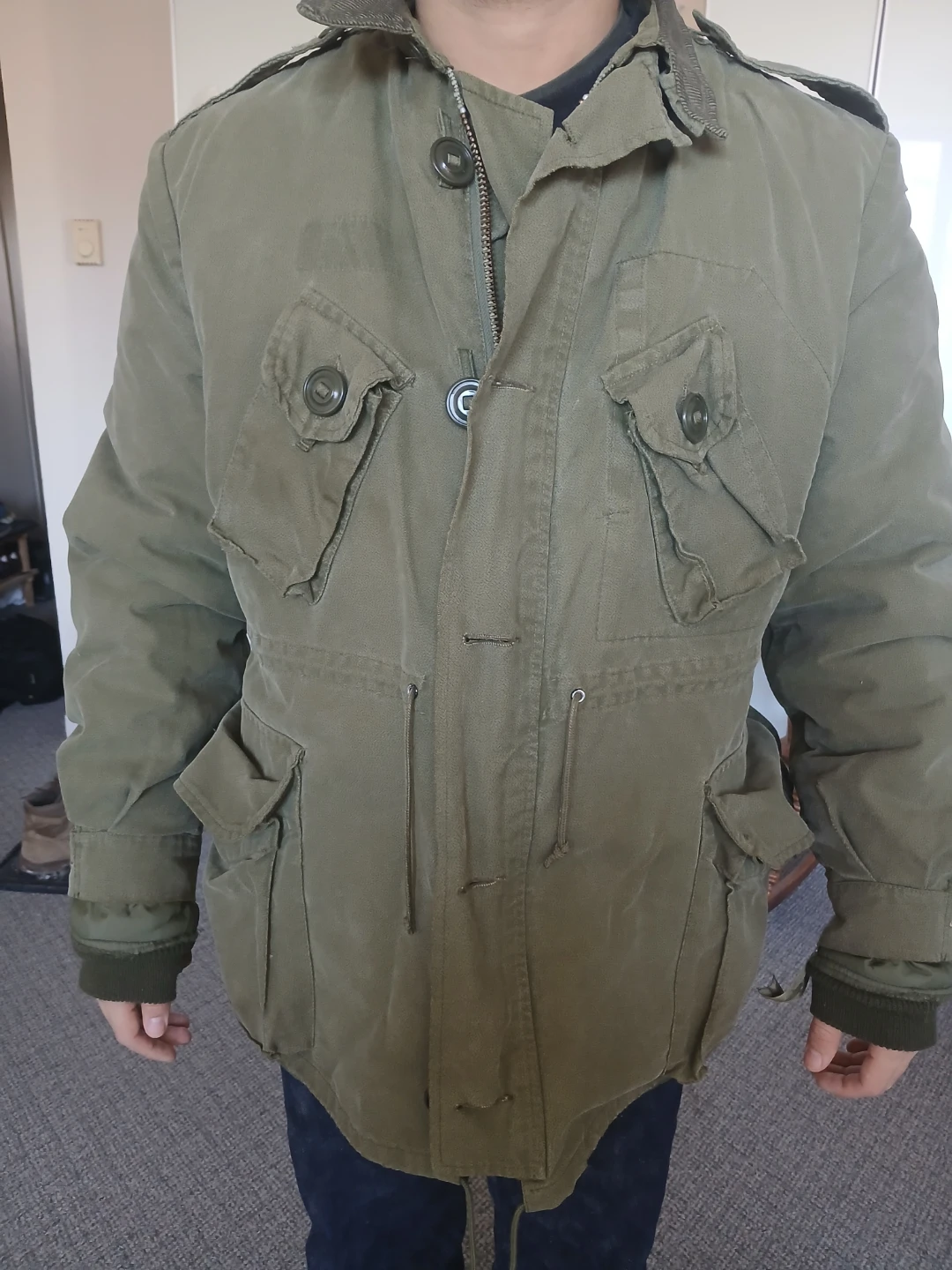 Olive Green Military Parka Jacket