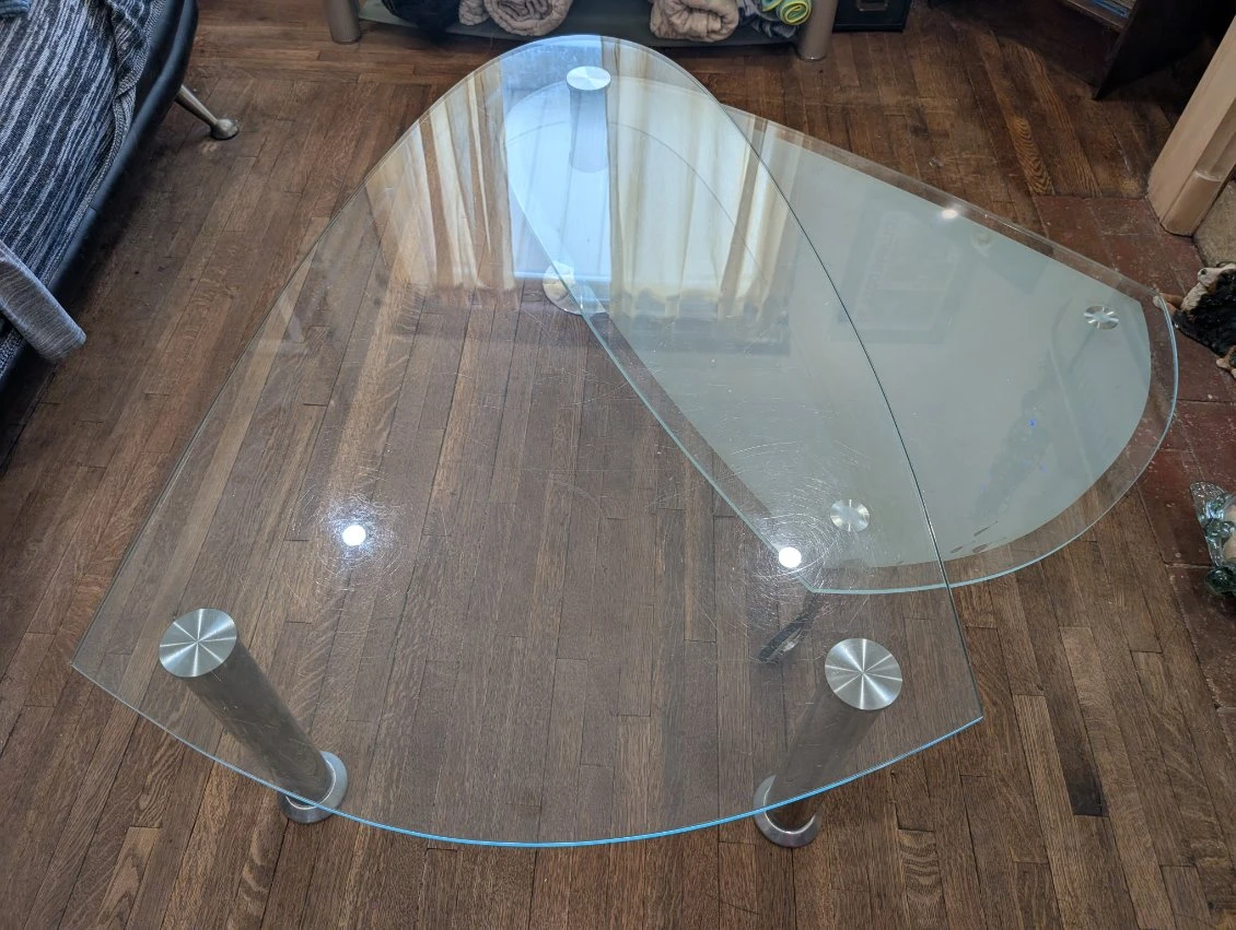 Glass Coffee Table with Chrome Legs - photo 2