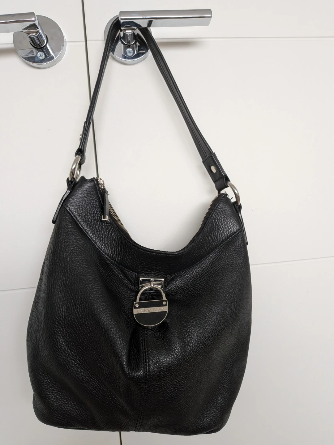 Calvin Klein Black Leather Shoulder Bag