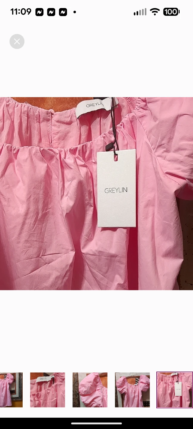 Greylin Pink Puff Sleeve Midi Dress - photo 5