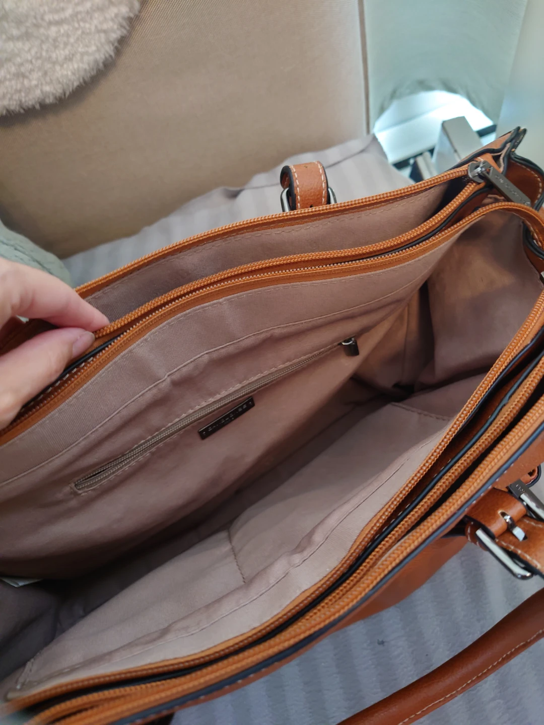 Tan Faux Leather Tote Bag - photo 2