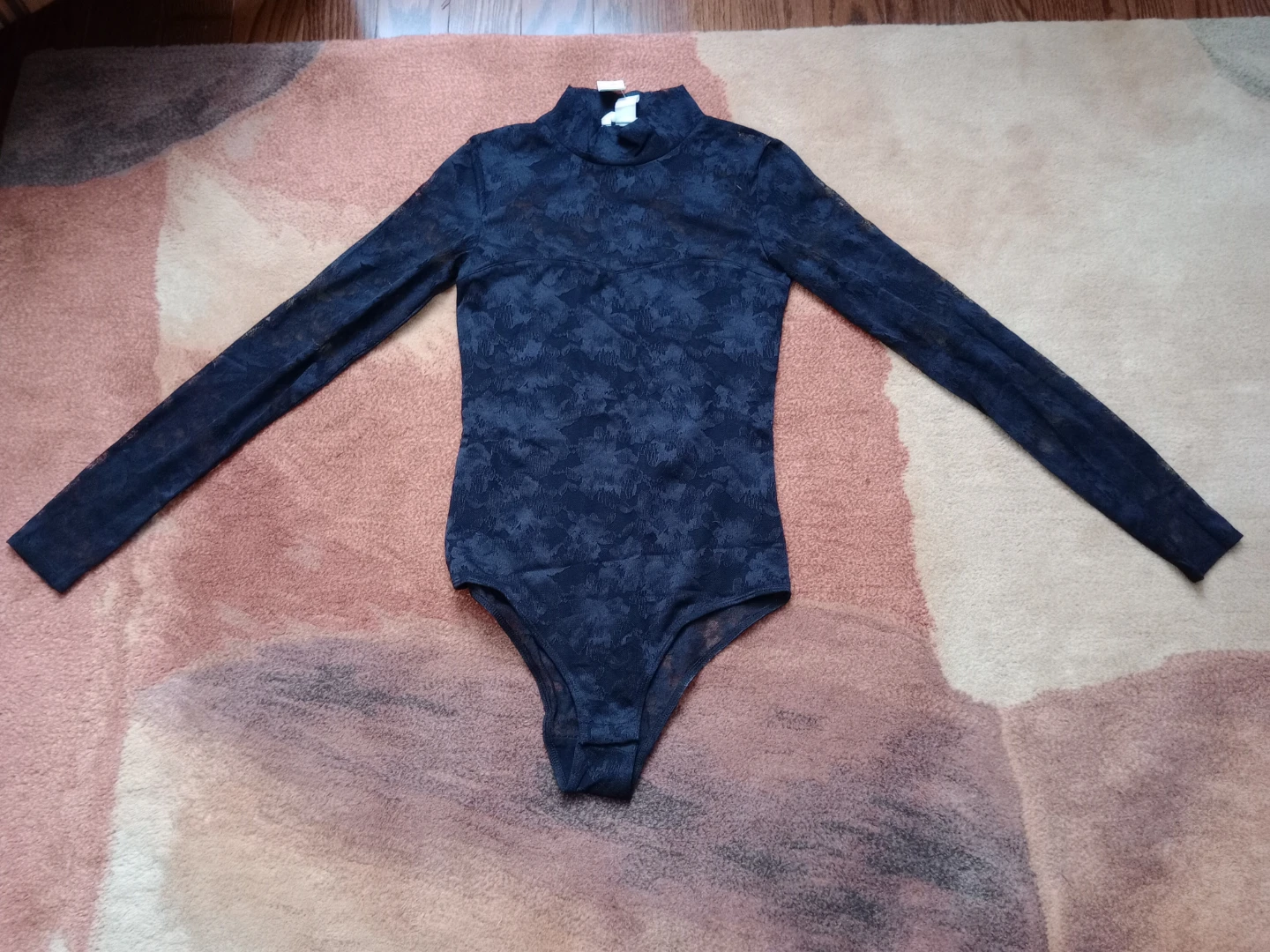 H&M Black Lace Mock Neck Bodysuit XS