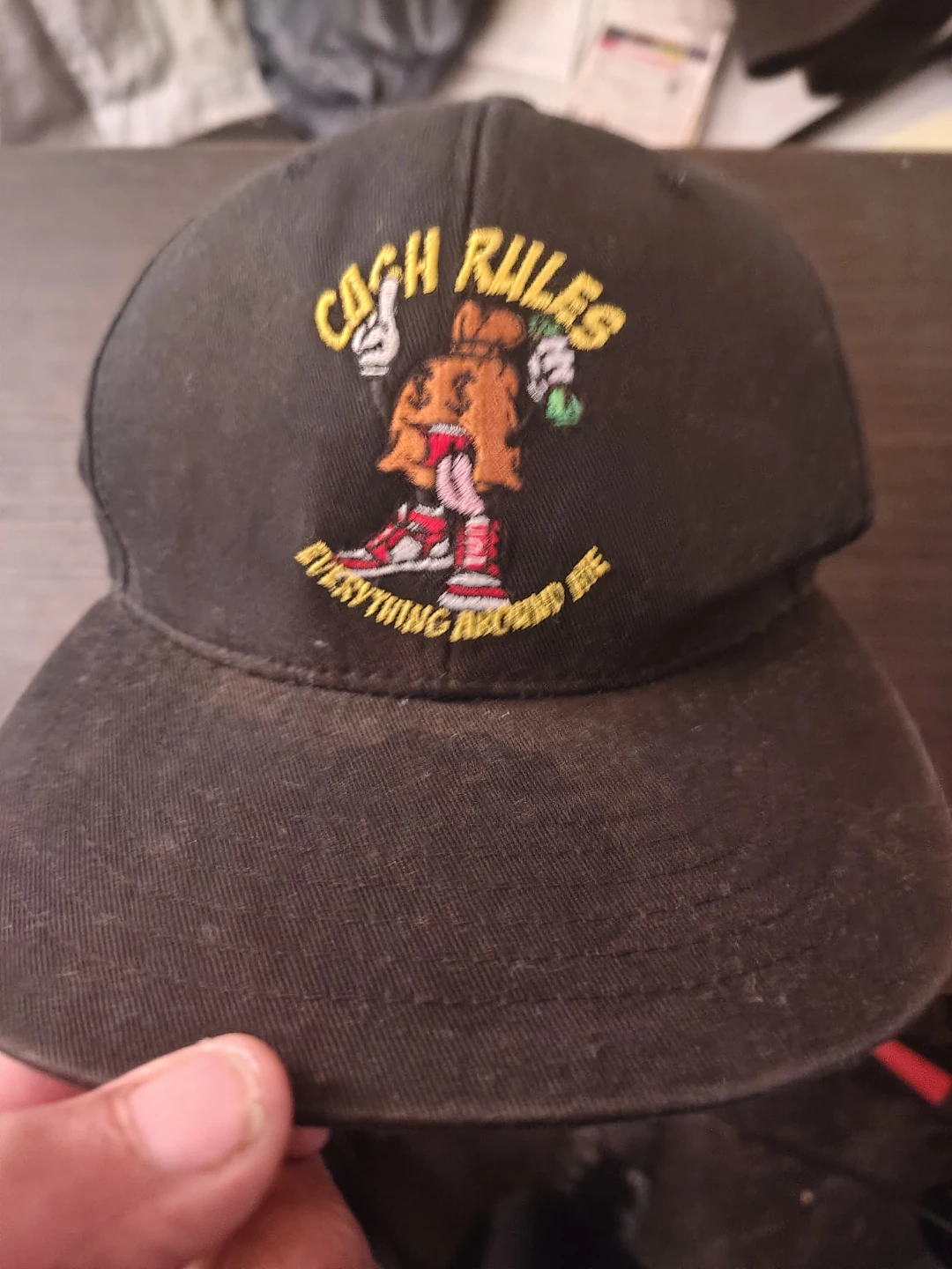 Black "Cash Rules Everything Around Me" Embroidered Baseball Cap