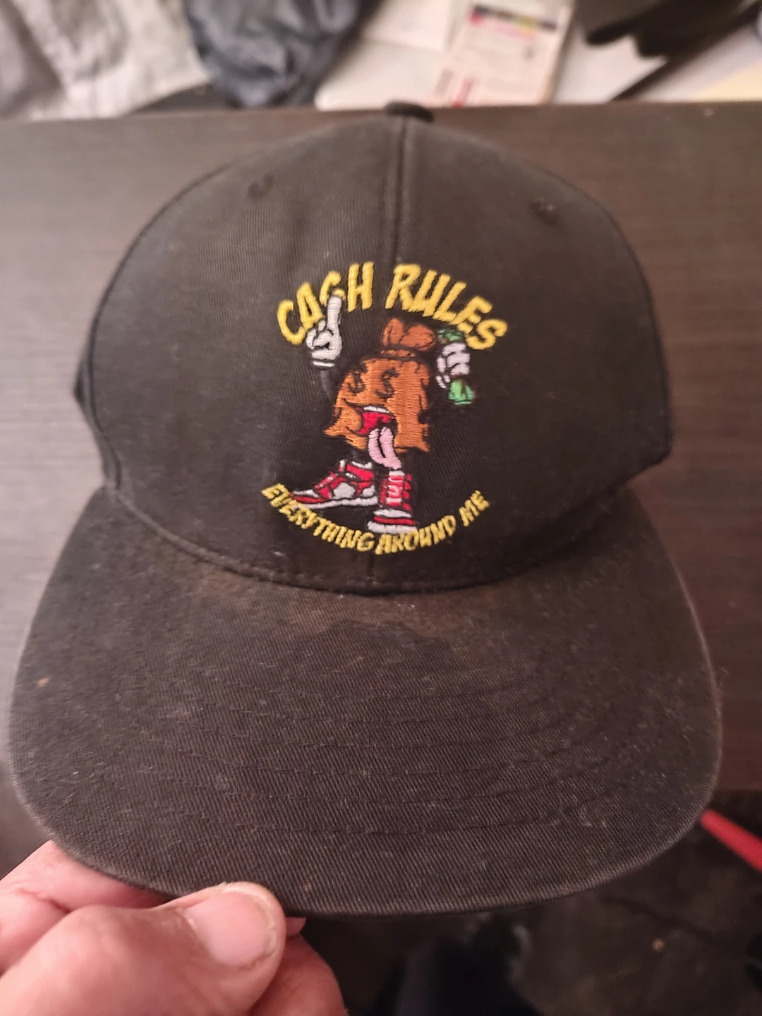 Black "Cash Rules Everything Around Me" Embroidered Baseball Cap - photo 2