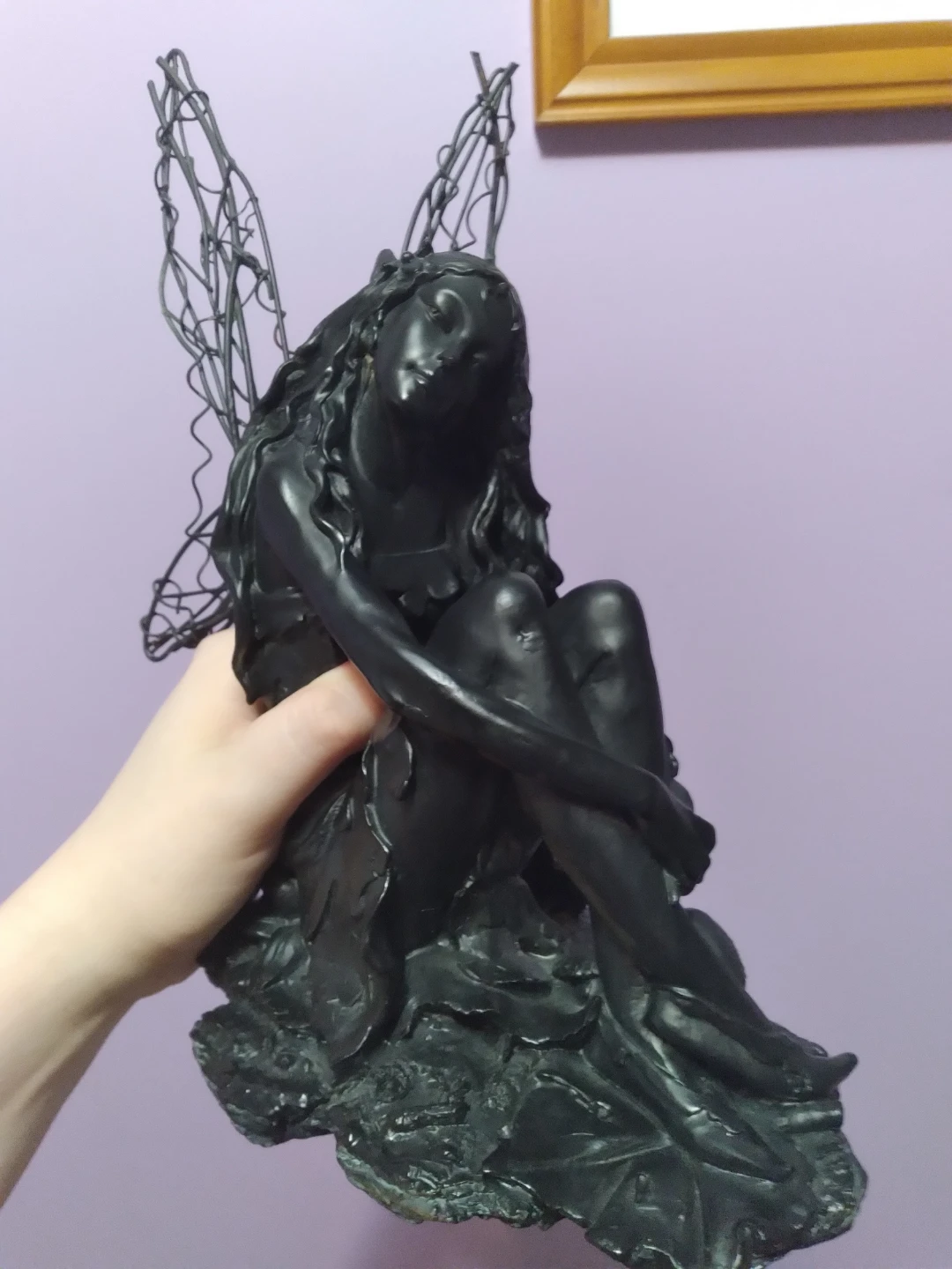 Beautiful Black Fairy Figurine with Wire Wings - photo 2