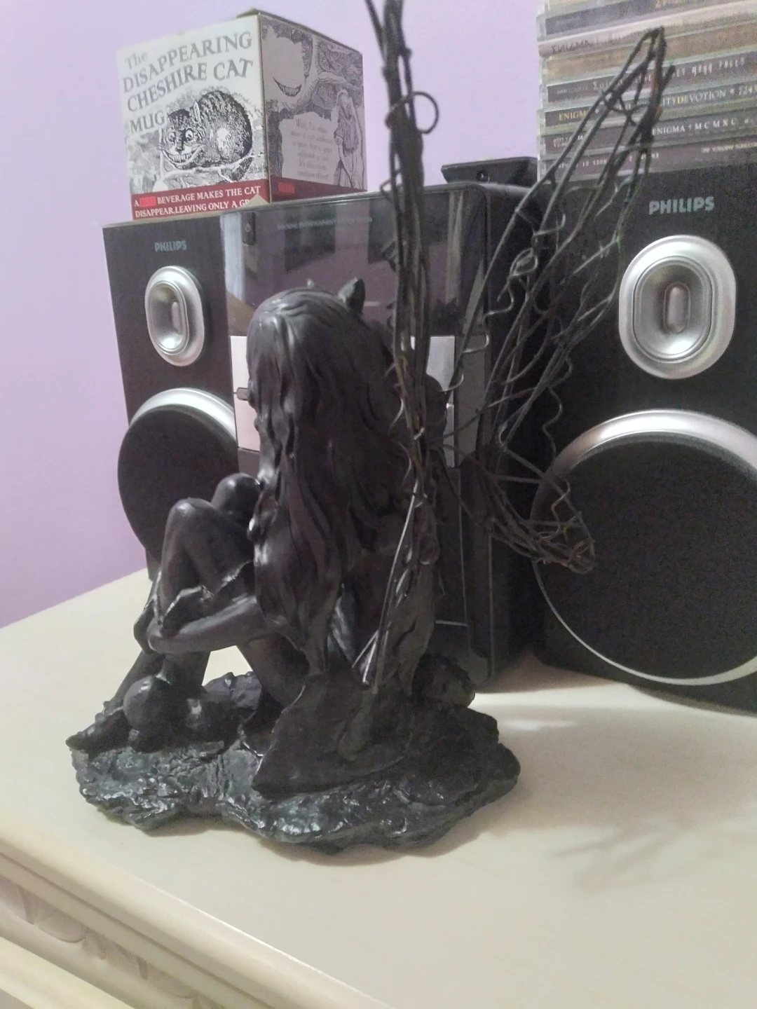 Beautiful Black Fairy Figurine with Wire Wings - photo 3