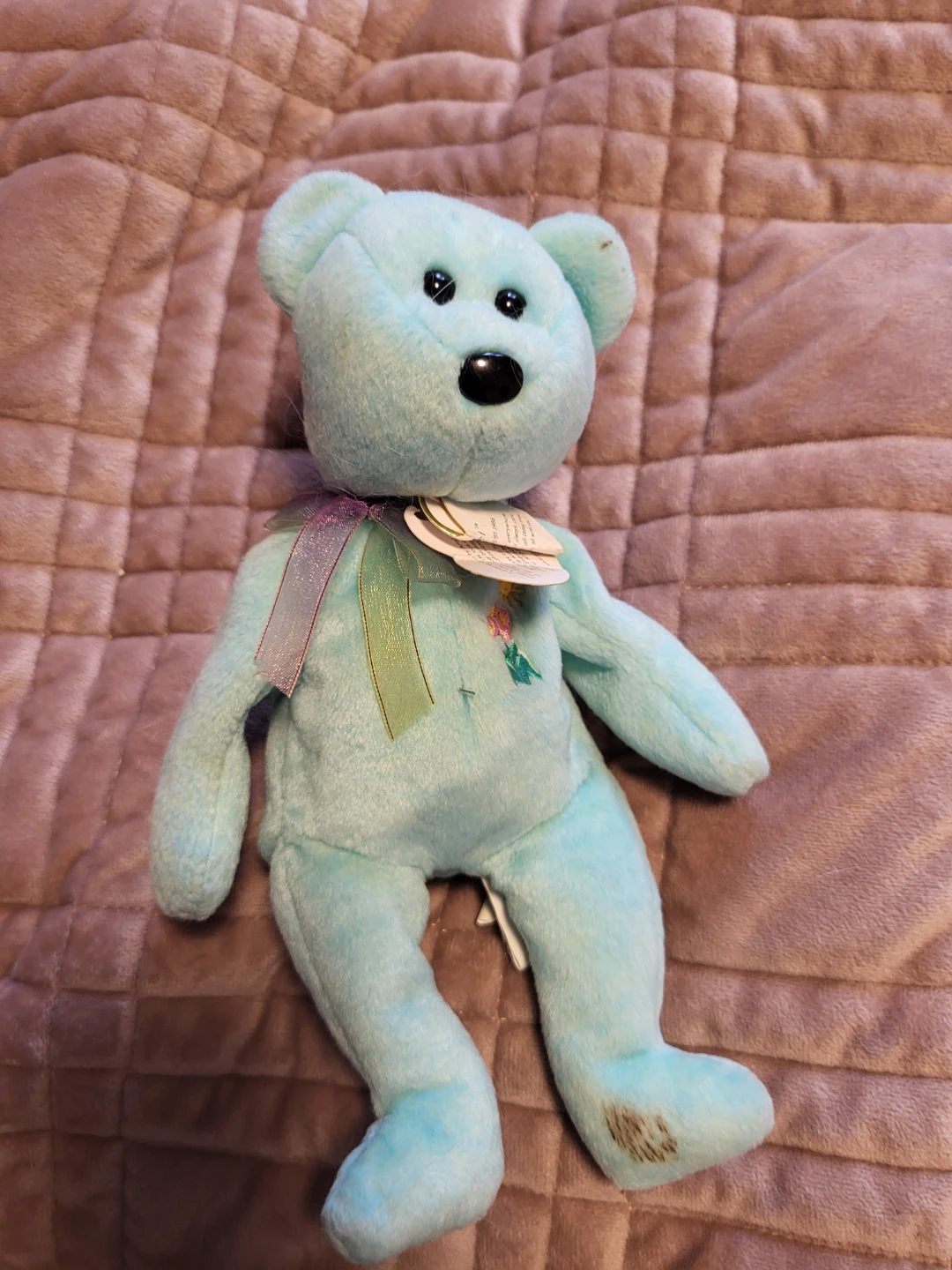 Ty Beanie Baby Aqua Teddy Bear