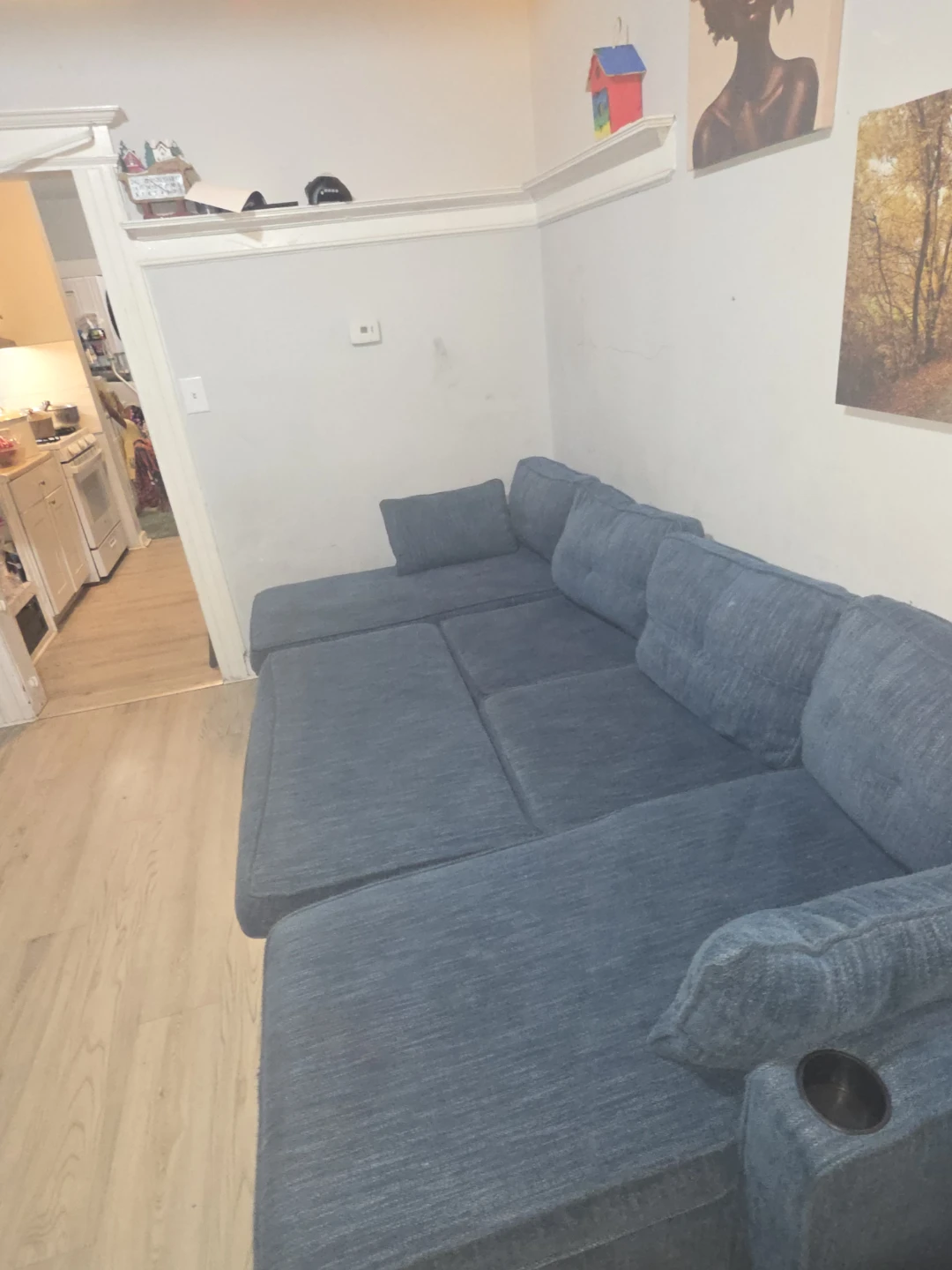 Blue Sectional Sofa with Storage and USB Ports - photo 2