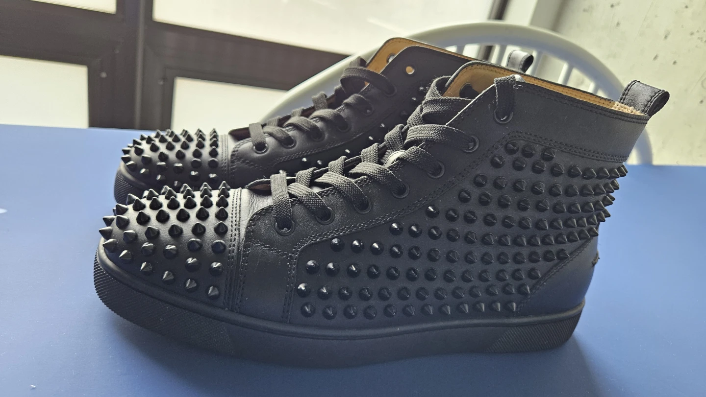 Christian Louboutin Black Studded High-Top Sneakers