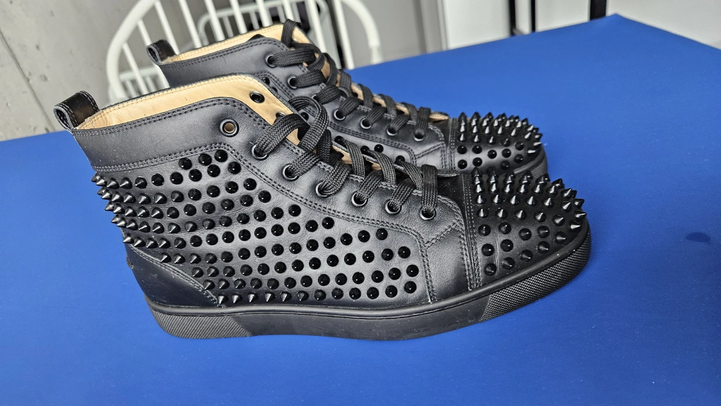 Christian Louboutin Black Studded High-Top Sneakers - photo 3