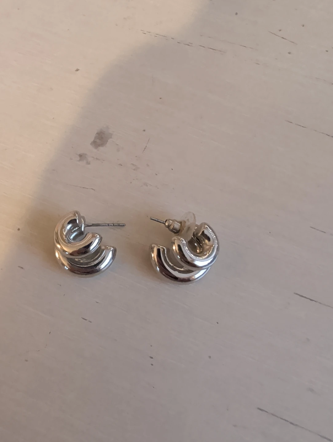 Silver-tone Multi-Row Hoop Earrings