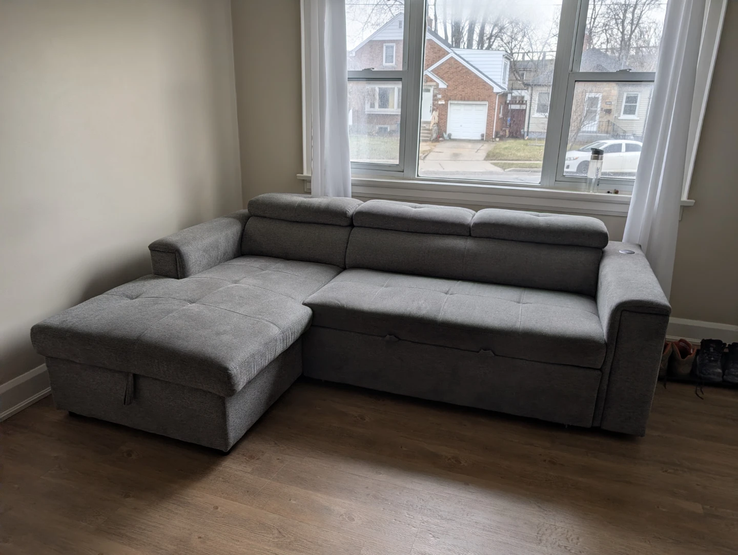 L-Shaped Sofa Bed with Storage | Sectional Couch Sleeper | Moder - photo 4