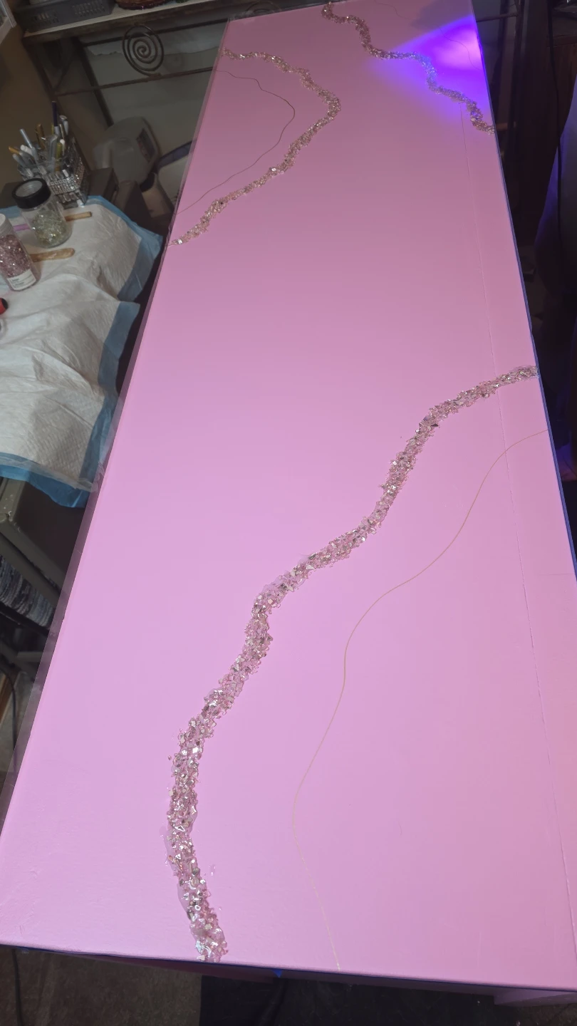 Pink Geode Resin Art Dresser Top - photo 5
