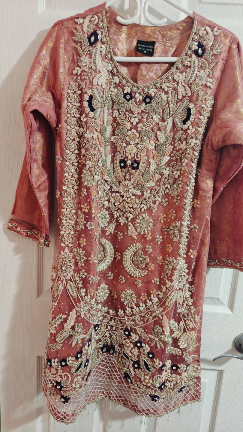 Embellished Pink Kurti with garara and Dupatta Set - photo 5