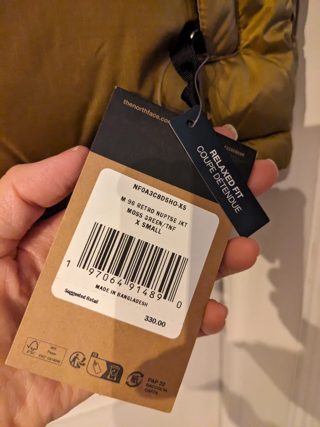 🥕The North Face 96 Retro Nuptse Jacket Moss Green - XS New $330 - photo 2