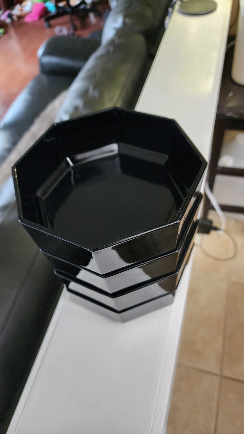 Set of 4 Black Octagonal Bowls and plates - photo 2