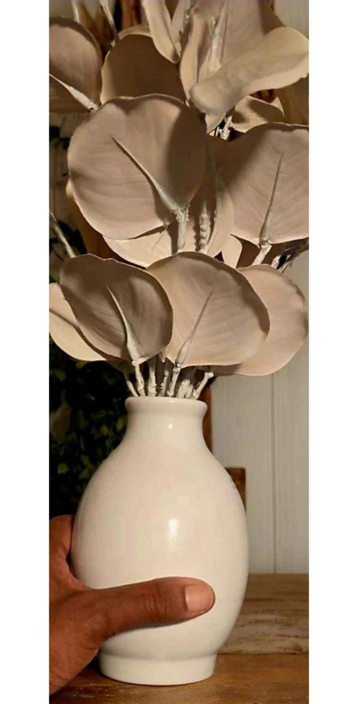 Faux Eucalyptus Stems with White Ceramic Vase - photo 5