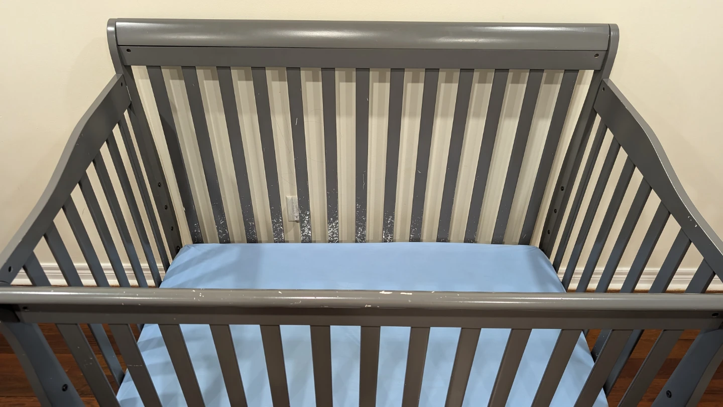 Grey Wooden Baby Crib with mattress - photo 2