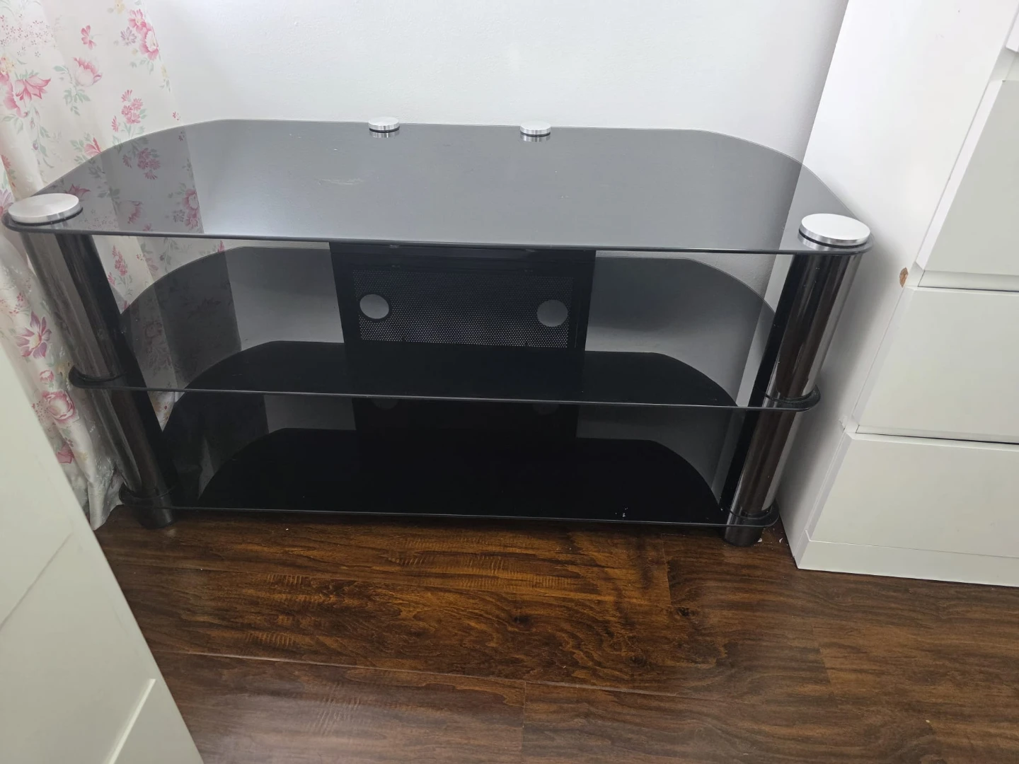 Black Glass 3-Shelf TV Stand - photo 3