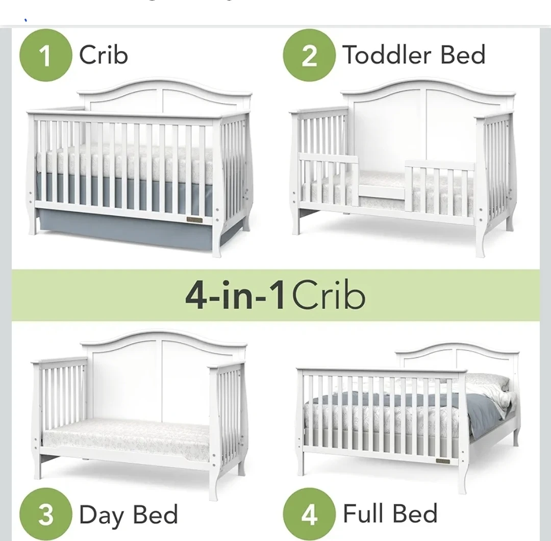 4-in-1 Convertible Crib - White - photo 2