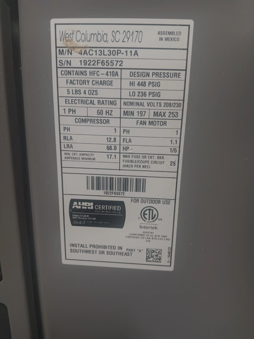 Ducane Air Conditioner Condenser Unit - photo 2