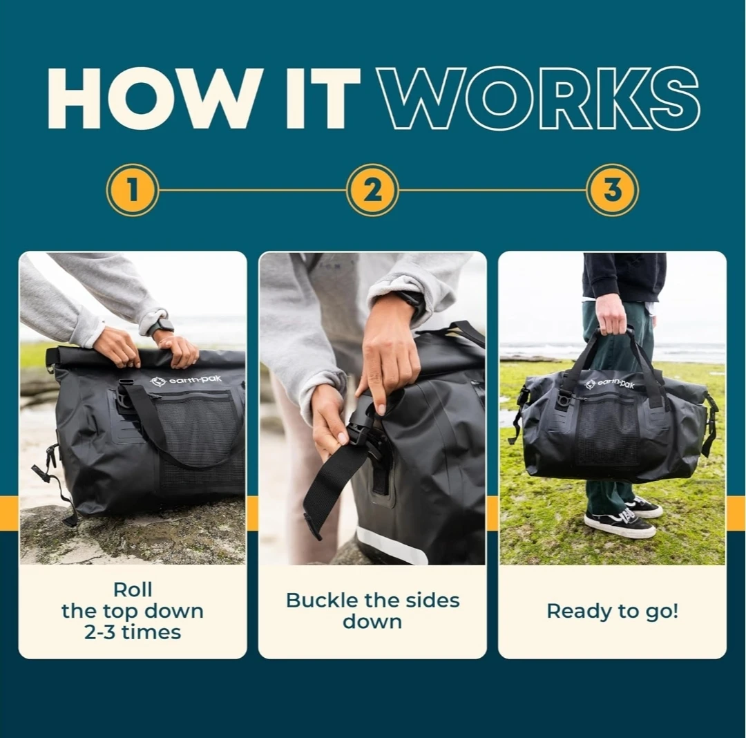 Earth Pak 70L Waterproof Duffel Dry Bag Motorcycle Kayak Boat - photo 5