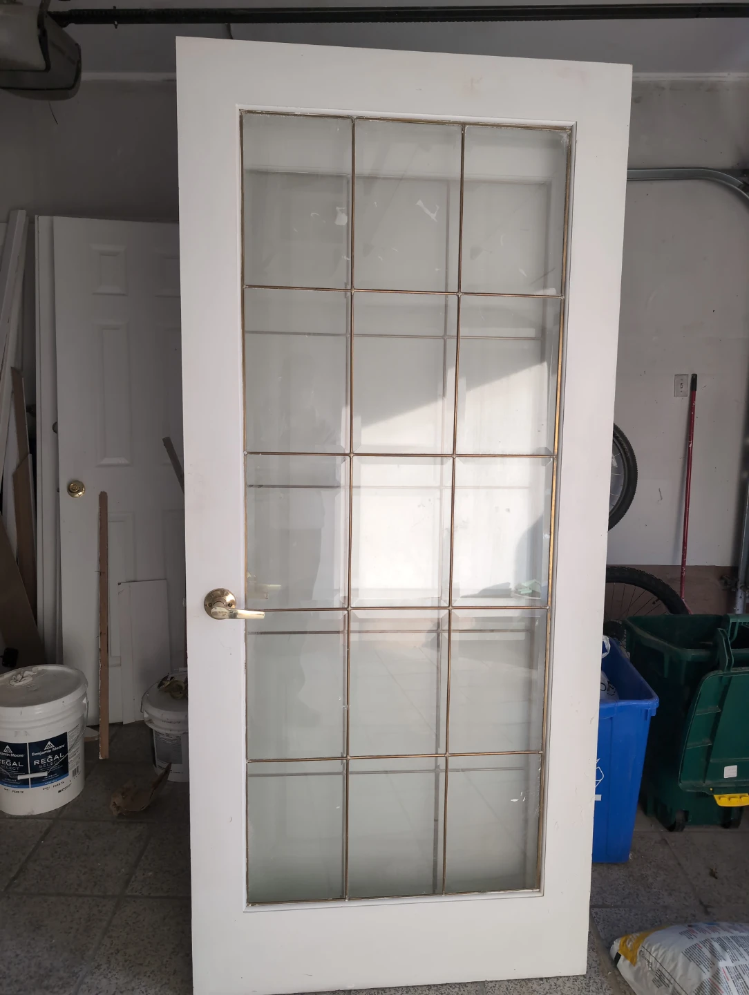 White Interior Door with Paned Glass